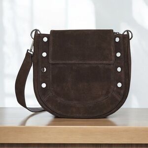 Hammitt Kayce Saddle Crossbody in Espresso Suede